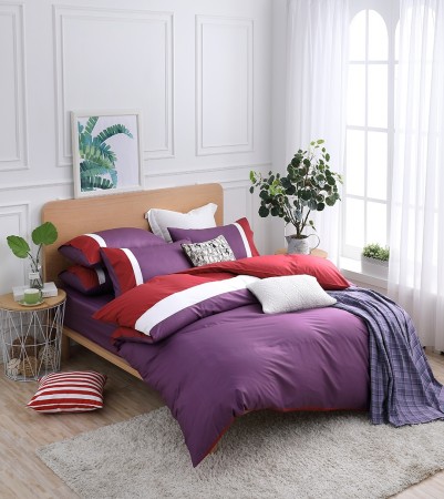 Simple 甘丹系列 - 星煥紫  兩用被床包組●經典精梳棉