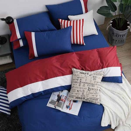  Simple 甘丹系列 -英國藍 兩用被床包組●經典精梳棉