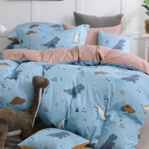 恐龍樂樂園-天空藍 枕頭套床包組 ●經典精梳棉系列